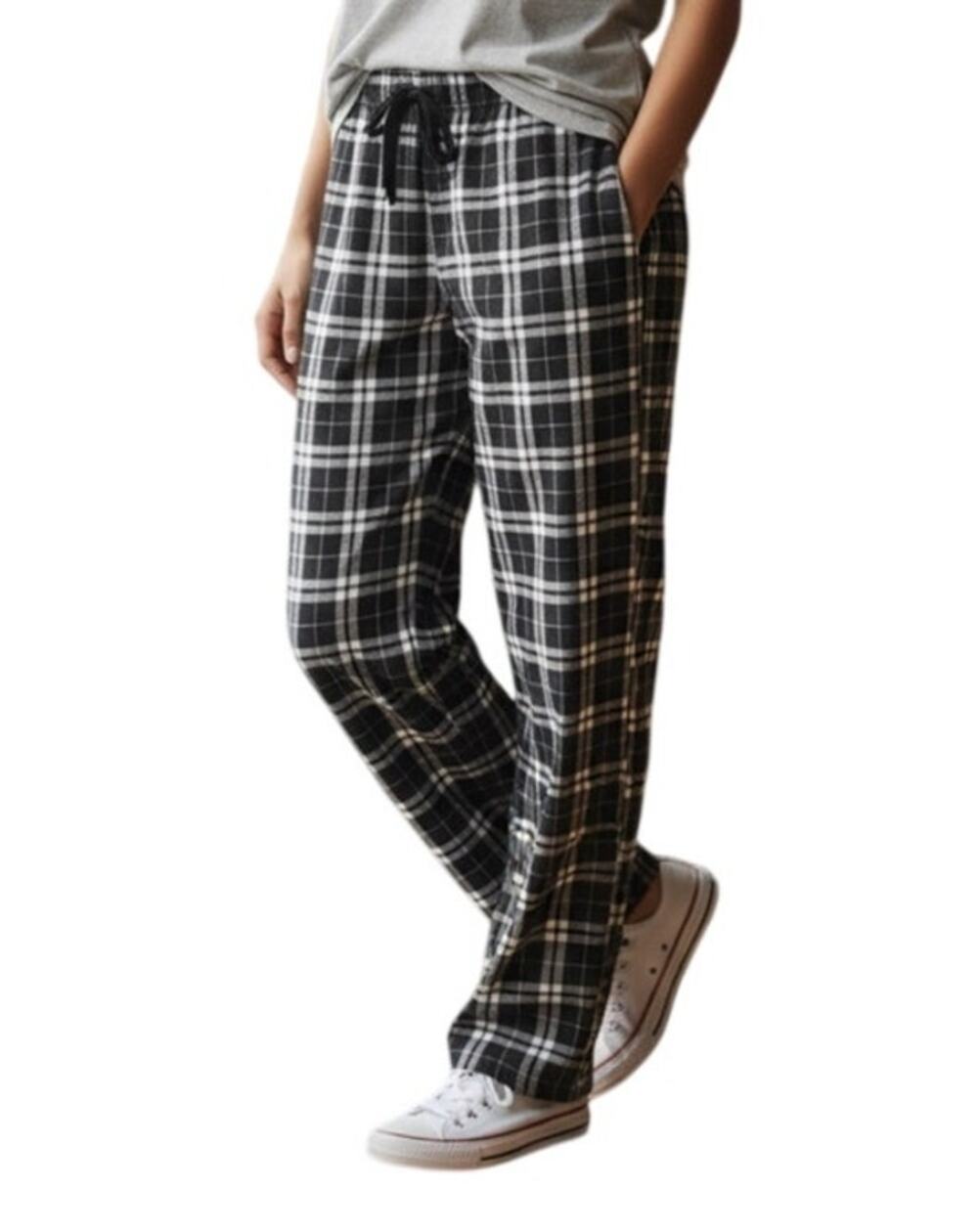 CafePress Women's Large Black White Checkered Print Drawstring Pajama Pants